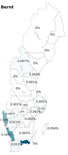 Swedish Regional Distribution for Bernt (m)