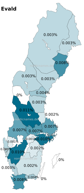 Swedish Regional Distribution for Evald (m)