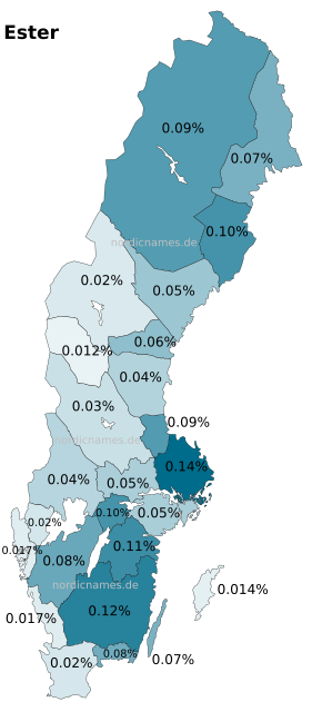 Swedish Regional Distribution for Ester (f)