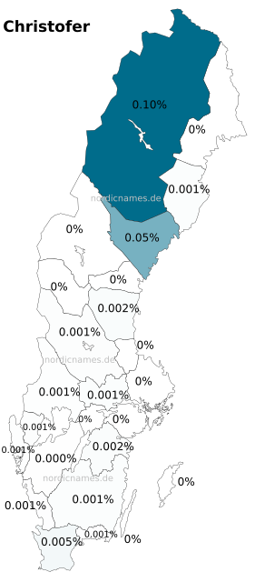 Swedish Regional Distribution for Christofer (m)