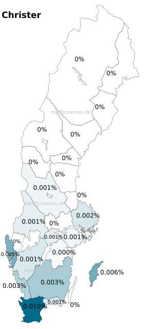Swedish Regional Distribution for Christer (m)