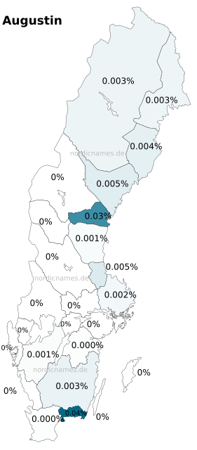 Swedish Regional Distribution for Augustin (m)