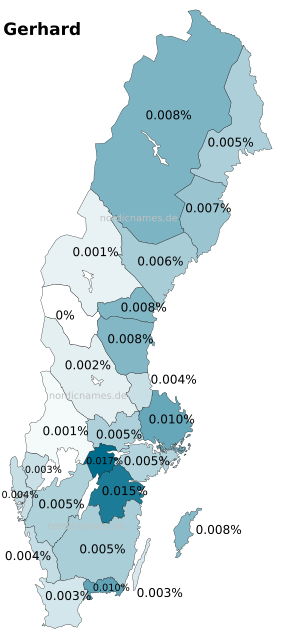 Swedish Regional Distribution for Gerhard (m)
