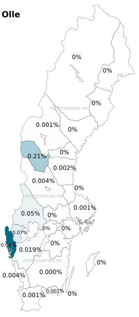 Swedish Regional Distribution for Olle (m)