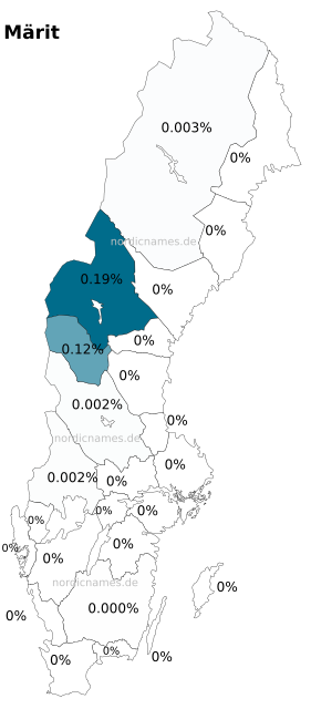 Swedish Regional Distribution for Märit (f)