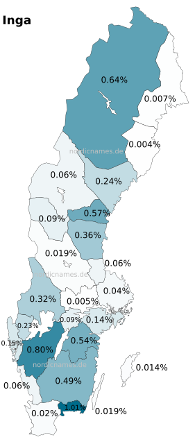 Swedish Regional Distribution for Inga (f)