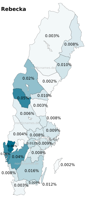 Swedish Regional Distribution for Rebecka (f)