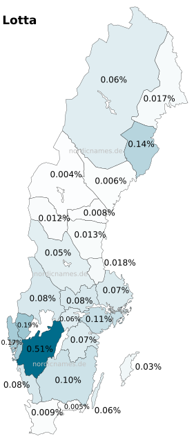Swedish Regional Distribution for Lotta (f)