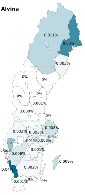 Swedish Regional Distribution for Alvina (f)