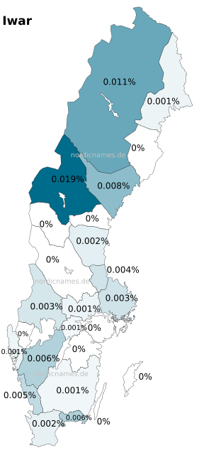 Swedish Regional Distribution for Iwar (m)