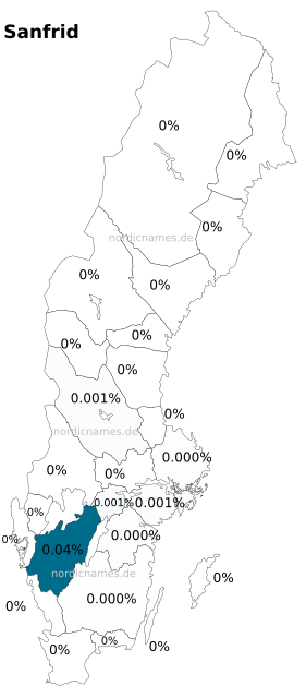 Swedish Regional Distribution for Sanfrid (m)