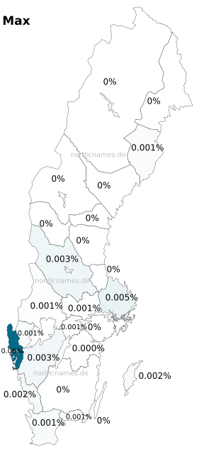 Swedish Regional Distribution for Max (m)