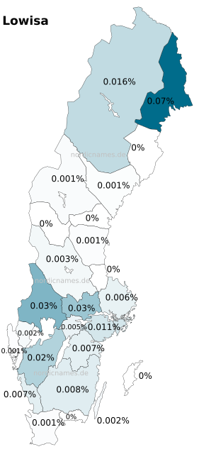 Swedish Regional Distribution for Lowisa (f)