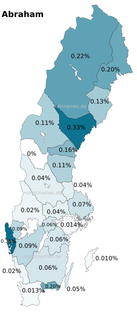 Swedish Regional Distribution for Abraham (m)