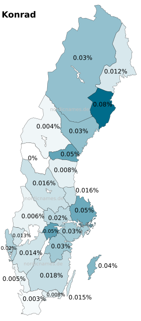 Swedish Regional Distribution for Konrad (m)