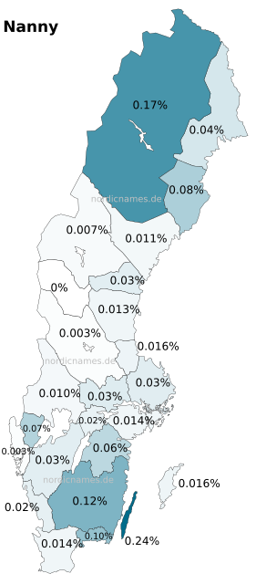 Swedish Regional Distribution for Nanny (f)