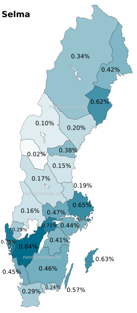 Swedish Regional Distribution for Selma (f)