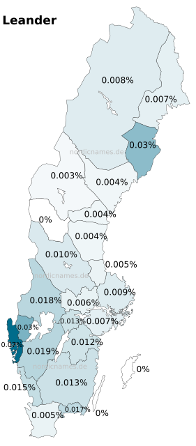 Swedish Regional Distribution for Leander (m)