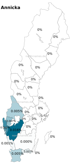 Swedish Regional Distribution for Annicka (f)