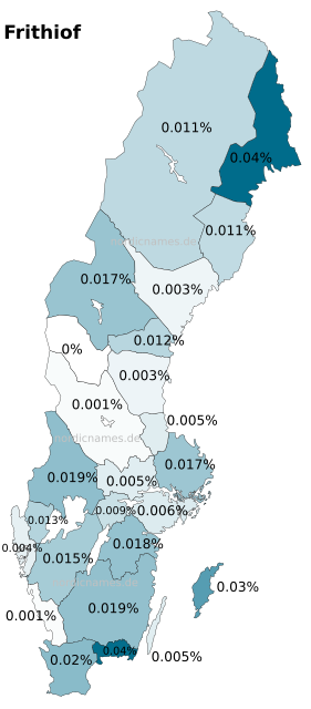 Swedish Regional Distribution for Frithiof (m)