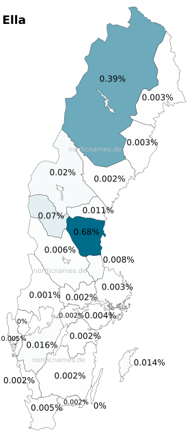 Swedish Regional Distribution for Ella (f)