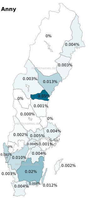 Swedish Regional Distribution for Anny (f)