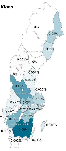 Swedish Regional Distribution for Klaes (m)