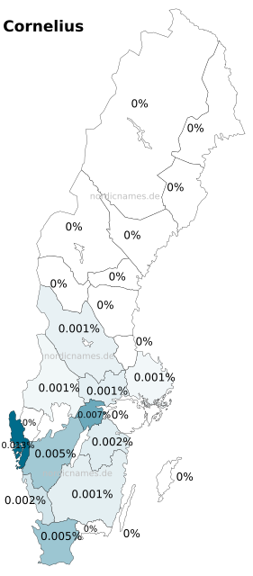 Swedish Regional Distribution for Cornelius (m)