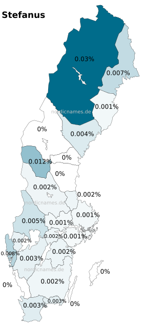 Swedish Regional Distribution for Stefanus (m)