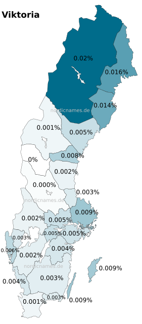 Swedish Regional Distribution for Viktoria (f)