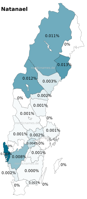 Swedish Regional Distribution for Natanael (m)
