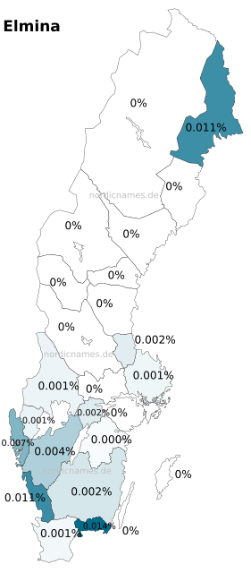 Swedish Regional Distribution for Elmina (f)