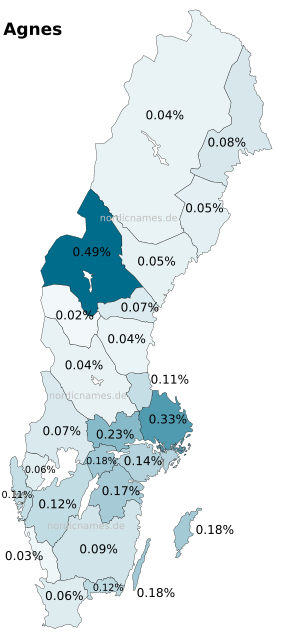 Swedish Regional Distribution for Agnes (f)