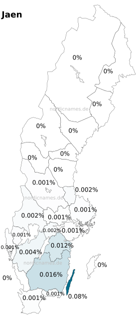 Swedish Regional Distribution for Jaen (m)
