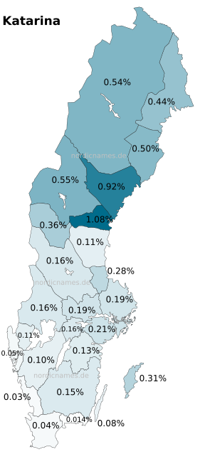 Swedish Regional Distribution for Katarina (f)