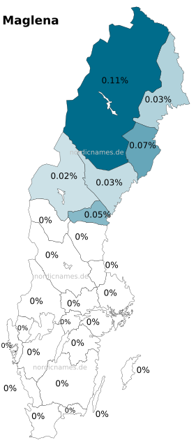 Swedish Regional Distribution for Maglena (f)