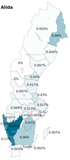 Swedish Regional Distribution for Alida (f)