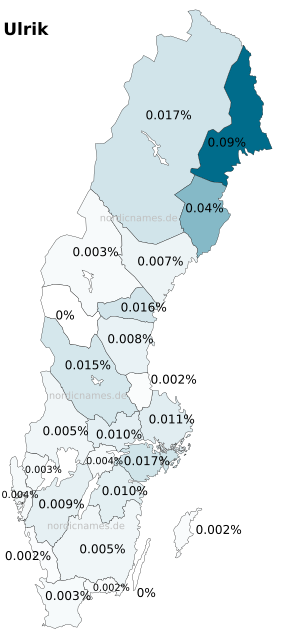 Swedish Regional Distribution for Ulrik (m)