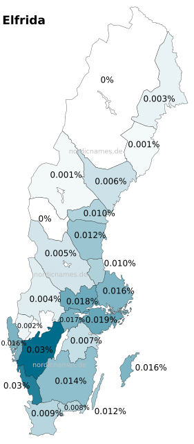 Swedish Regional Distribution for Elfrida (f)
