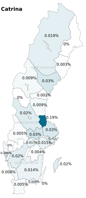 Swedish Regional Distribution for Catrina (f)