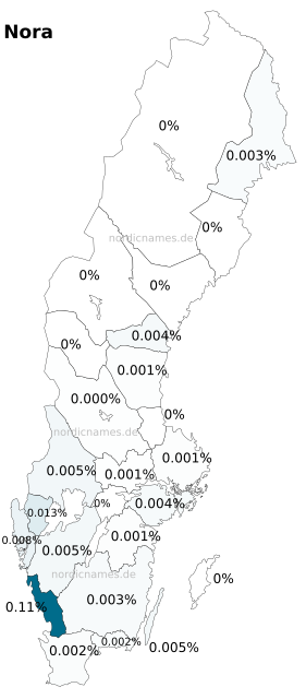 Swedish Regional Distribution for Nora (f)