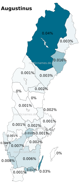 Swedish Regional Distribution for Augustinus (m)