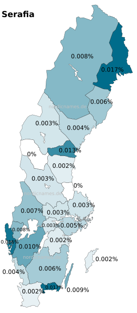 Swedish Regional Distribution for Serafia (f)