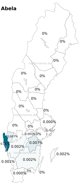 Swedish Regional Distribution for Abela (f)