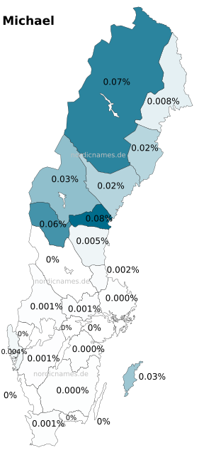 Swedish Regional Distribution for Michael (m)