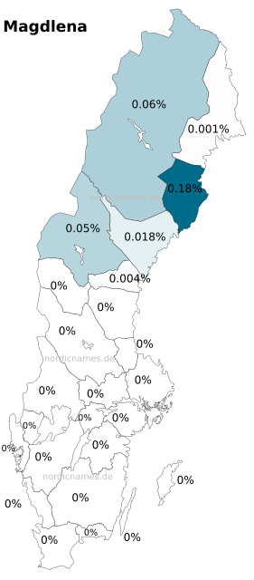 Swedish Regional Distribution for Magdlena (f)