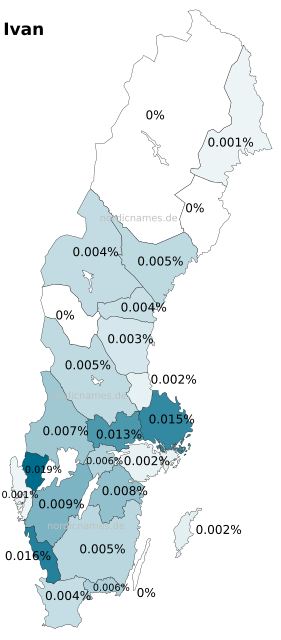 Swedish Regional Distribution for Ivan (m)