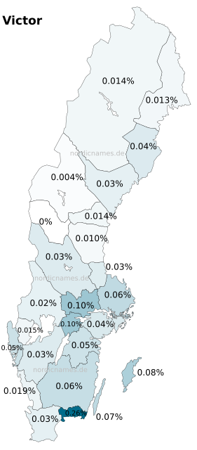 Swedish Regional Distribution for Victor (m)