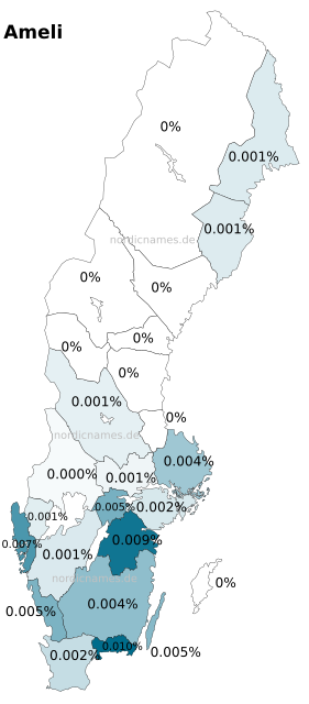 Swedish Regional Distribution for Ameli (f)