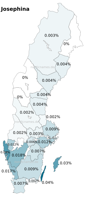 Swedish Regional Distribution for Josephina (f)